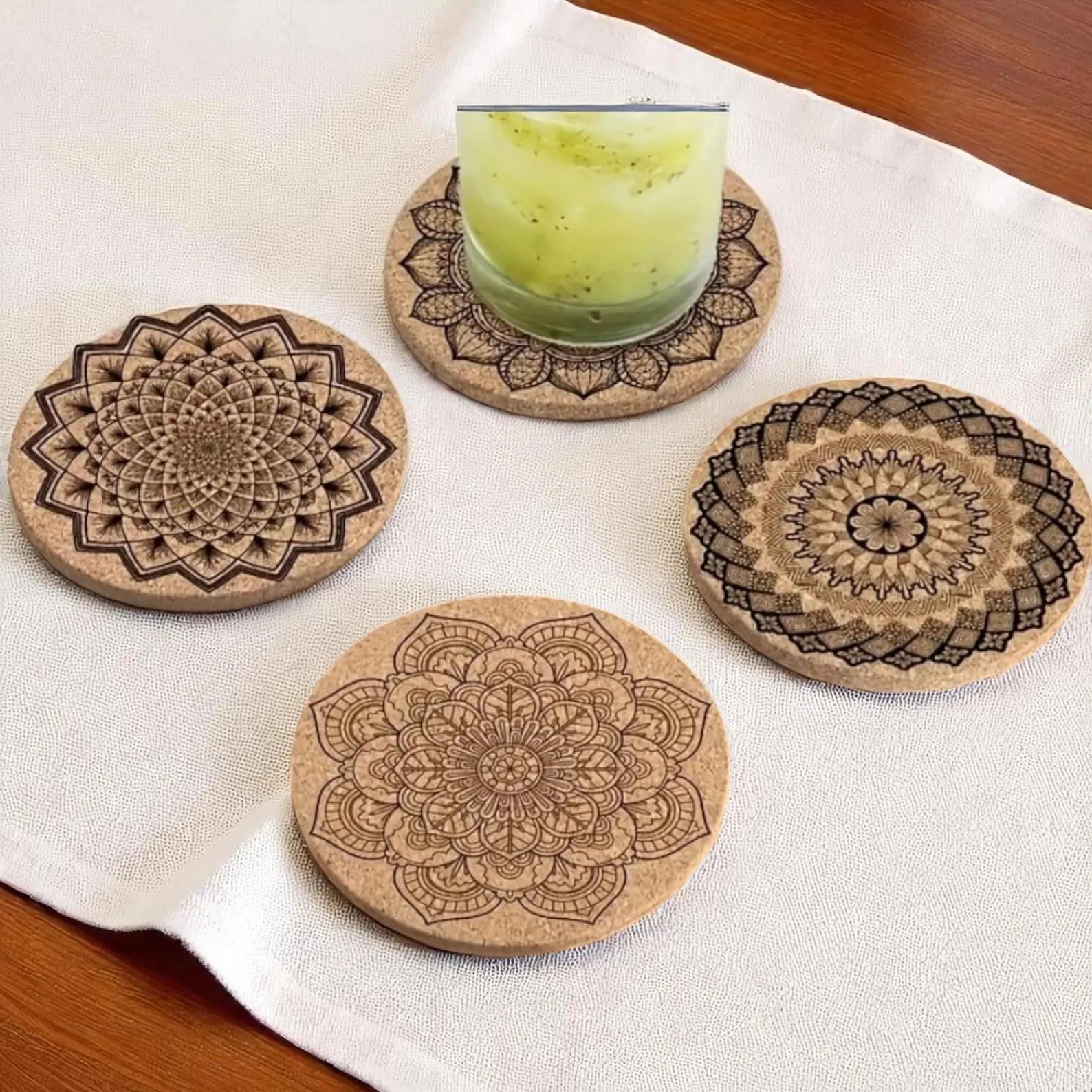 Mandala Cork Coasters